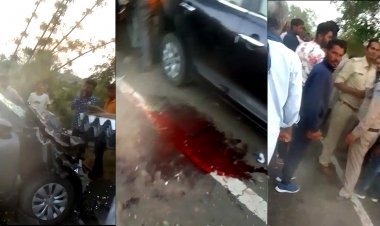 काली कार बनी काल : फोरलेन किनारे रेलिंग लगा रहे थे मजदूर, बेकाबू कार ने 4 मजदूरों को कुचला, 8 से ज्यादा गंभीर घायल