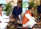 मुख्यमंत्री शिवराज सिंह चौहान ने सीधी के पीड़ित दशमत के चरण पखारे, तिलक किया और शॉल-श्रीफल व गणेश की प्रतिमा भेंट कर माफी मांगी