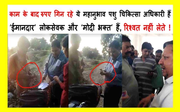 काम के बाद रुपए गिन रहे ये महानुभाव पशु चिकित्सा अधिकारी हैं, ये ‘ईमानदार’ लोकसेवक व ‘मोदी भक्त’ हैं, रिश्वत नहीं लेते, ट्रांसफर के लिए रुपए तो मंत्री लेते हैं !
