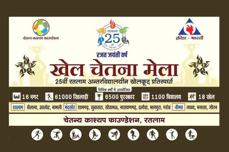 बेमिसाल 25वां साल ! CM डॉ. मोहन यादव रजत जयंती वर्ष में करेंगे 25वें खेल चेतना मेला का शुभारंभ, चेतन्य काश्यप फाउंडेशन एवं क्रीड़ा भारती के खेल महाकुंभ में 10 हजार खिलाड़ी होंगे शामिल